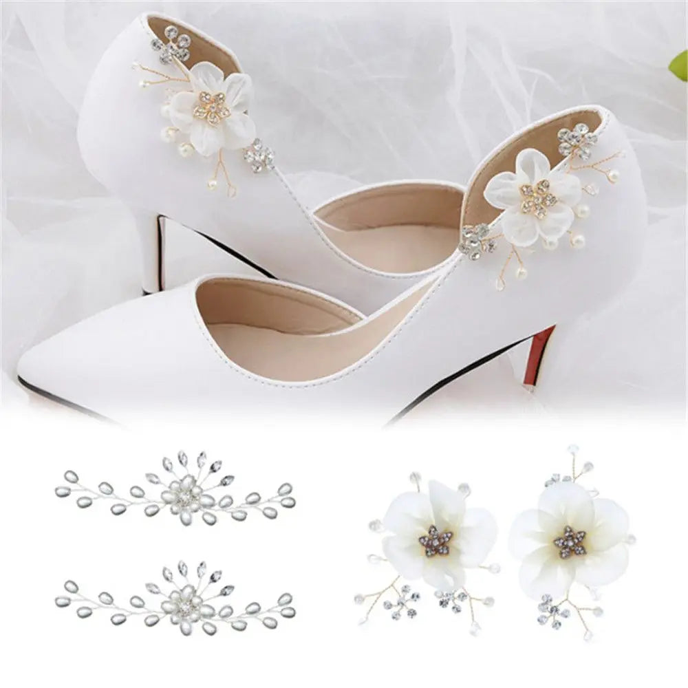 Rhinestone & Pearl Bridal Shoe Clips – Elegant Wedding Shoe Decoration (1 Pair)