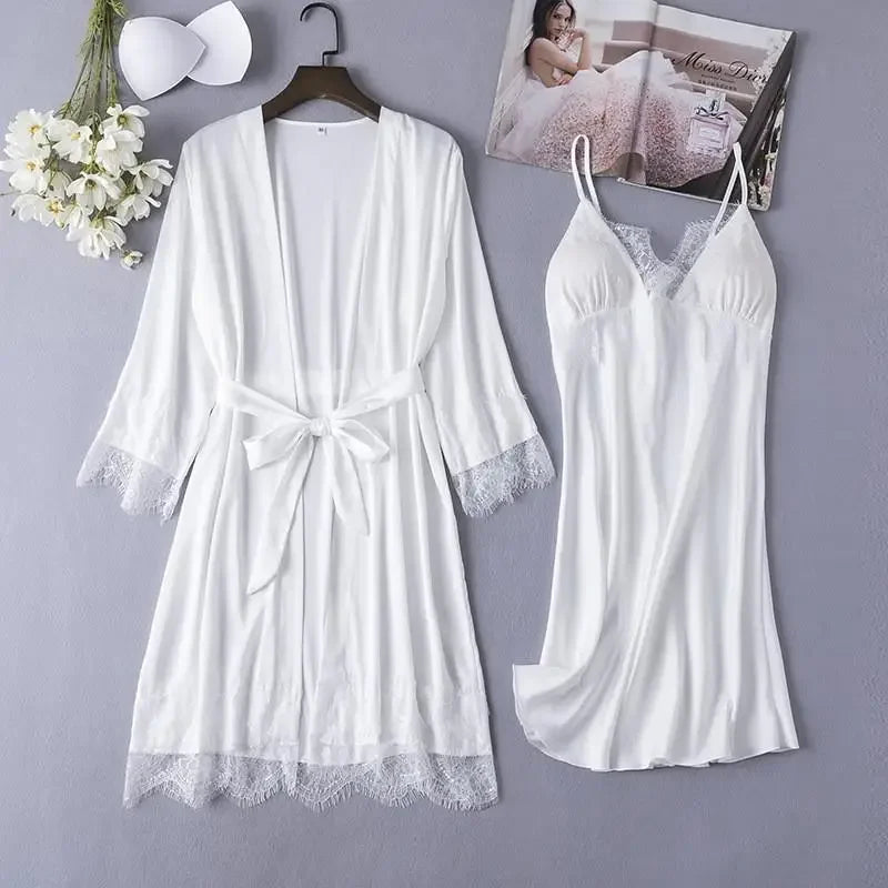 Bridal Satin Pajama Set – 5-Piece Bride Robe, Nightgown & Sleepwear Collection