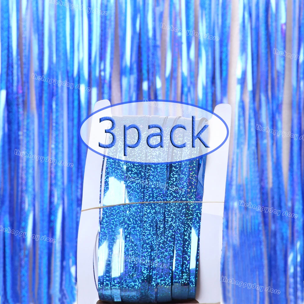 3-Pack Metallic Foil Tinsel Fringe Curtains | Glitter Party Backdrop for Bachelorette, Bridal Shower & Wedding Décor