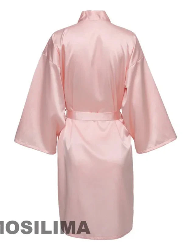 Satin Kimono Bridesmaid Robe | "Team Bride" Bridal Party Robe