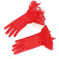 Women's Satin Lace Bow Bridal Gloves – Wrist Length | Wedding & Party Accessory