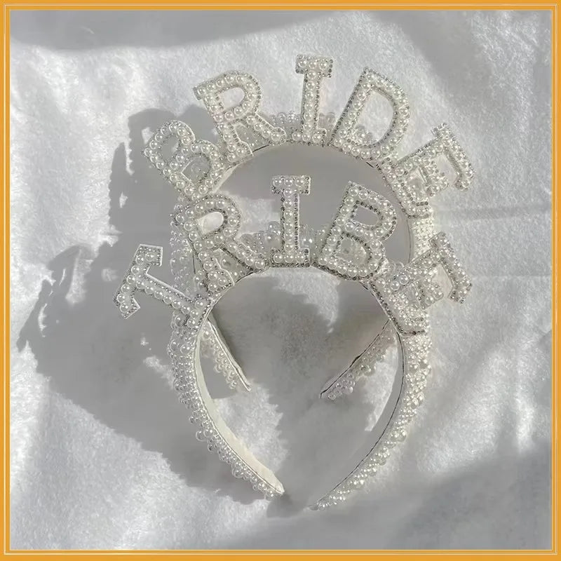 Bride To Be Pearl Crown Headband | Bridal Shower & Bachelorette Party Hair Accessory