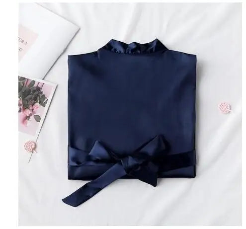 Floral Kimono Bridesmaid Robe | Short Satin Bridal Dressing Gown