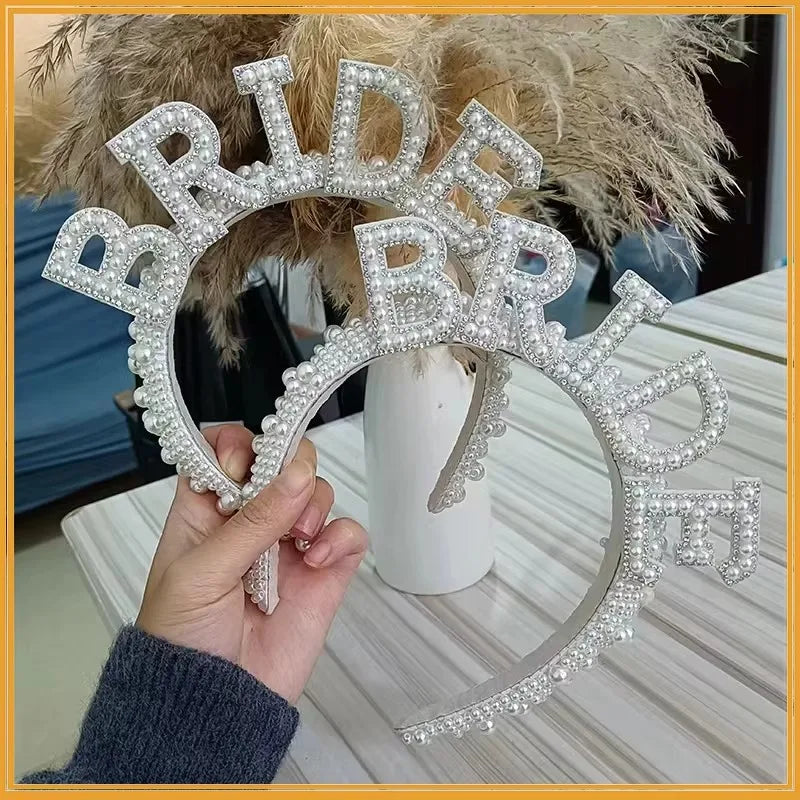 Bride To Be Pearl Crown Headband | Bridal Shower & Bachelorette Party Hair Accessory