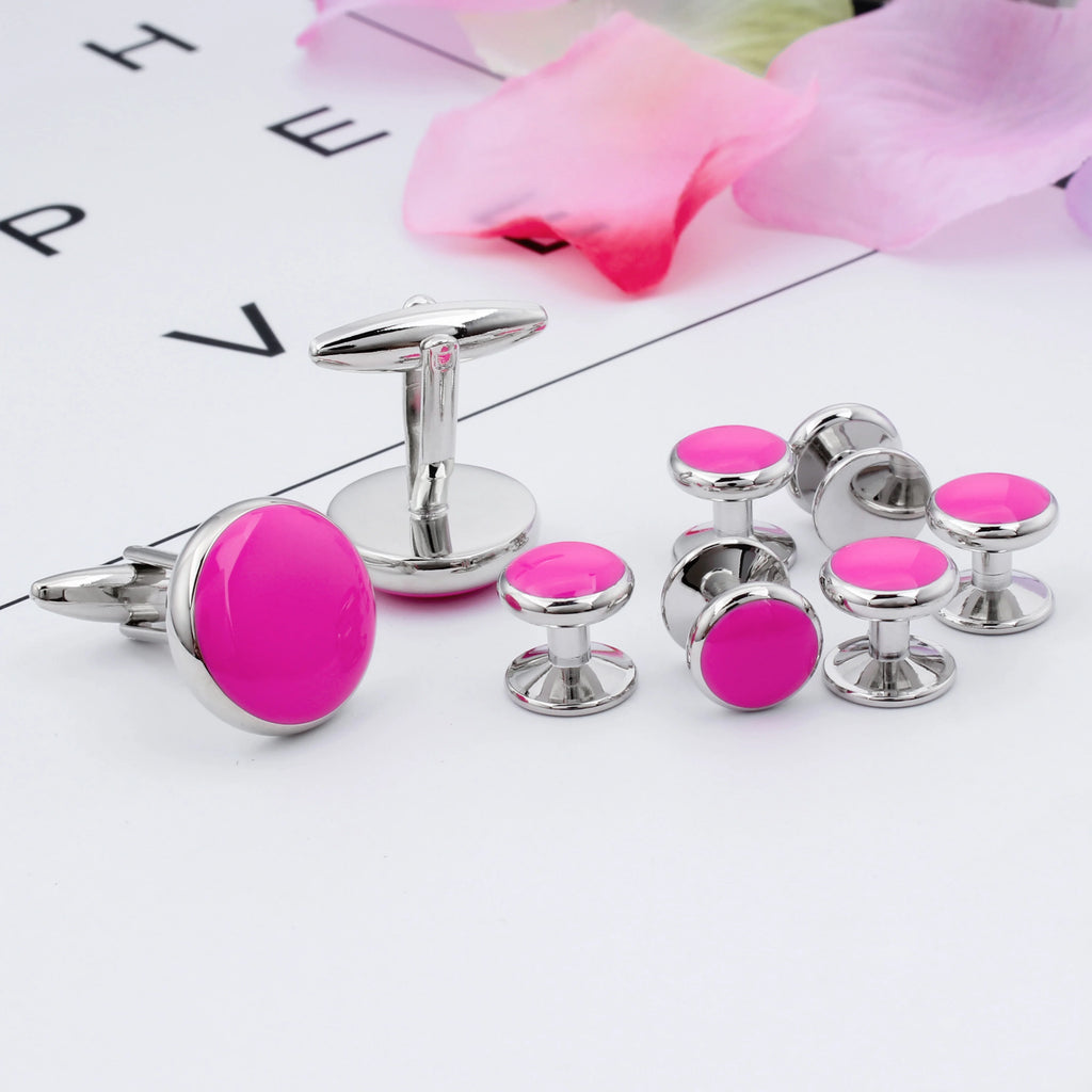 HAWSON Men’s Cufflinks & Tuxedo Studs Set – Black & Silver Wedding Formal Accessories