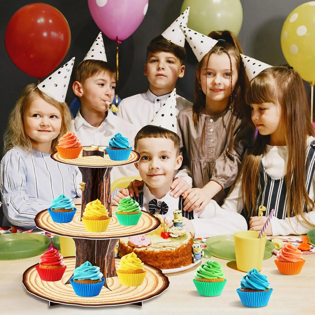 3-Tier Wooden Cupcake Stand | Rustic Wood Dessert Tower for Weddings, Baby Showers & Western Party Décor