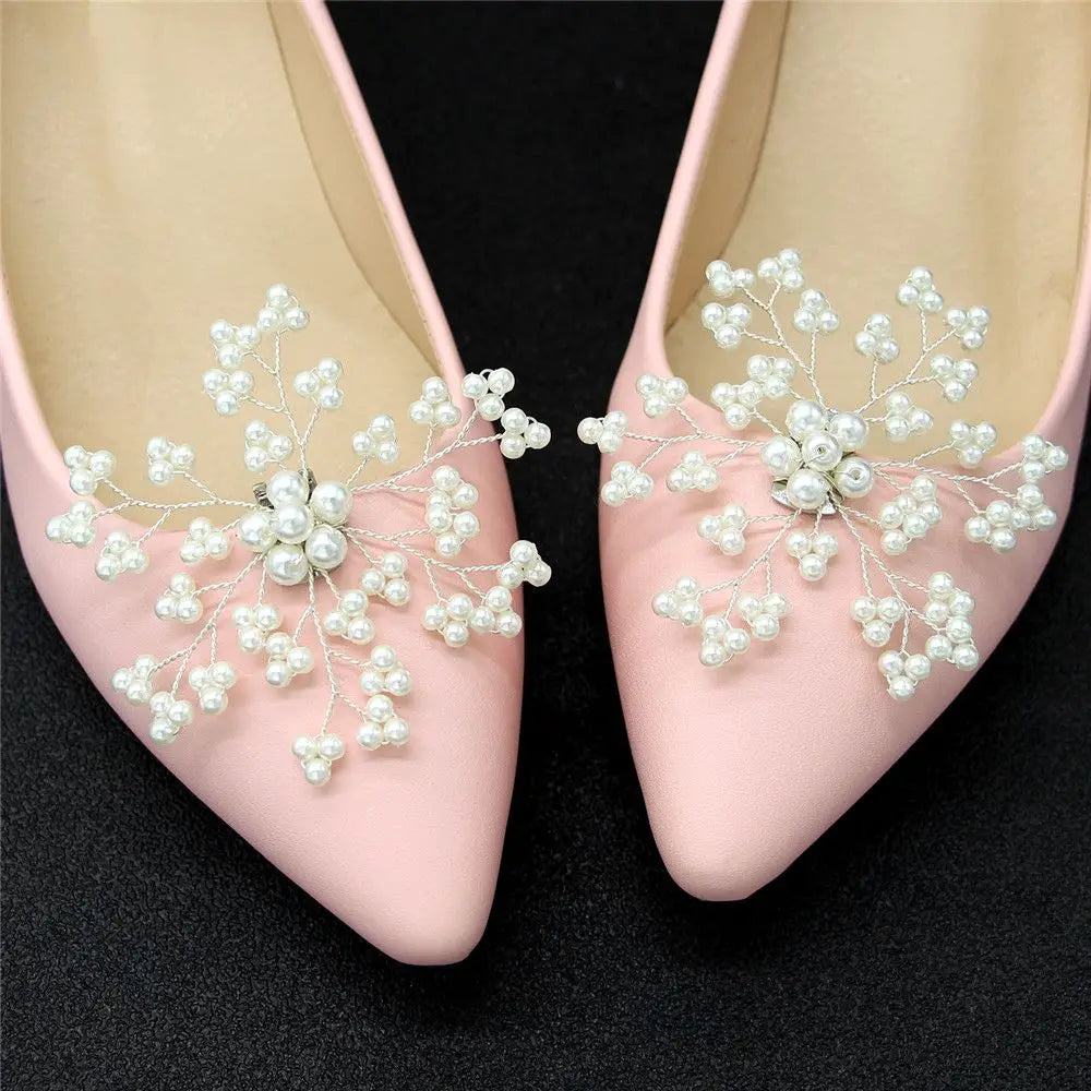 Rhinestone & Pearl Bridal Shoe Clips – Elegant Wedding Shoe Decoration (1 Pair)