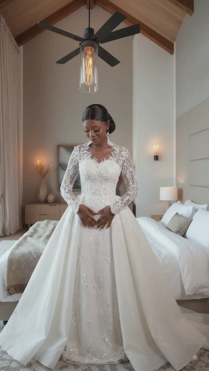 Detachable Lace Plus-Size Wedding Gown