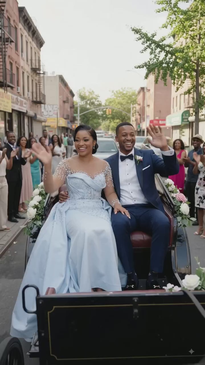 Crystal & Pearl Satin Bridal Gown