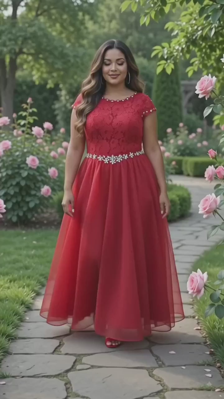 Maxi Gown with Short Sleeves