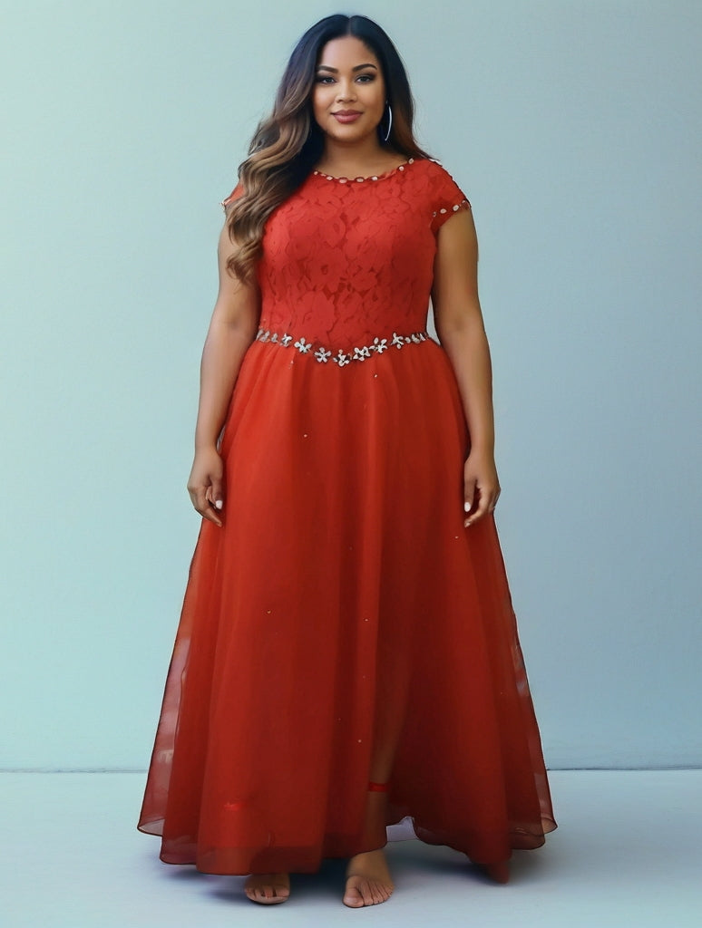 Maxi Gown with Short Sleeves