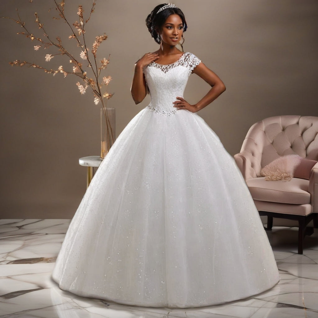 White Plus Size Lace Wedding Gown