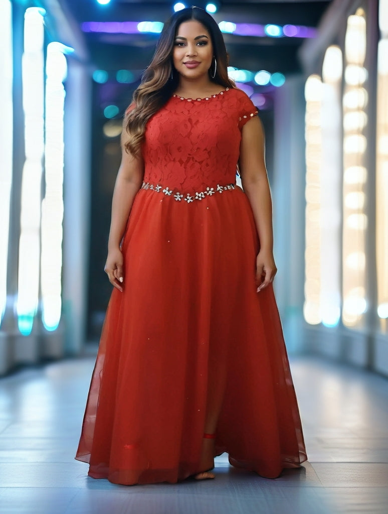 Maxi Gown with Short Sleeves