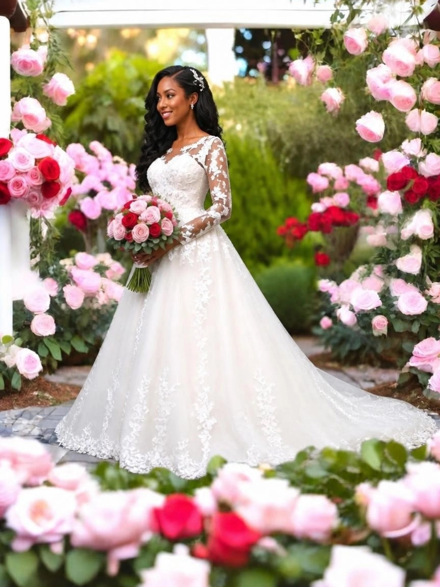 Elegant Long Sleeves Wedding Gown