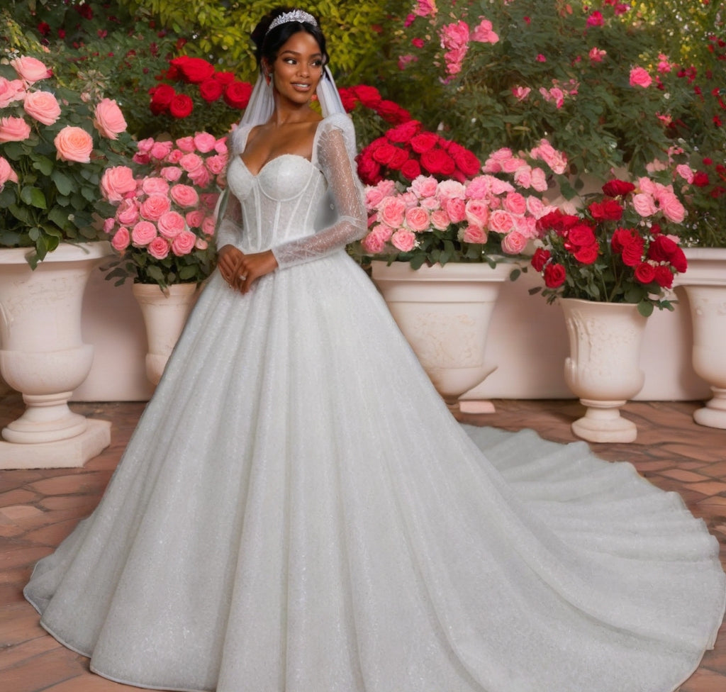 Glamour Sequin Ball Gown Wedding Dress – Plus Size, Made to Order
