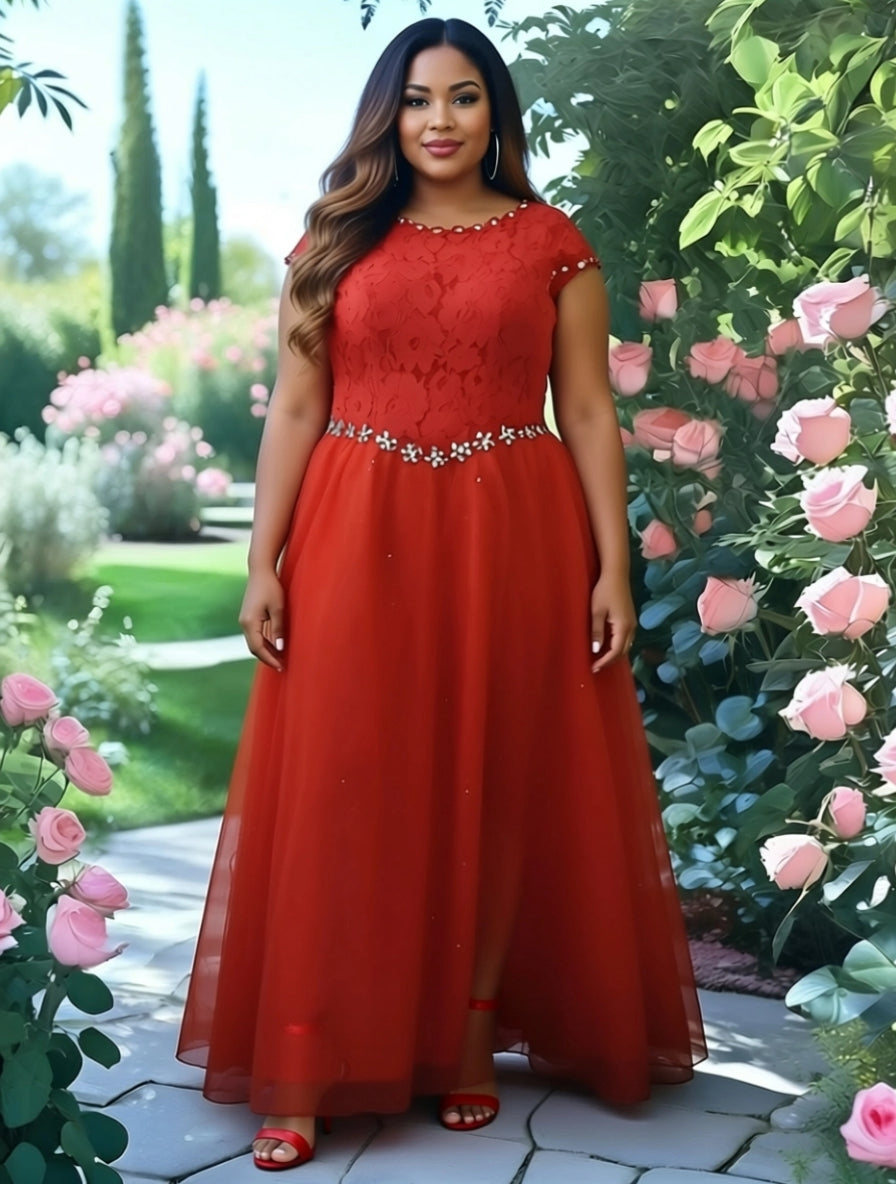 Maxi Gown with Short Sleeves