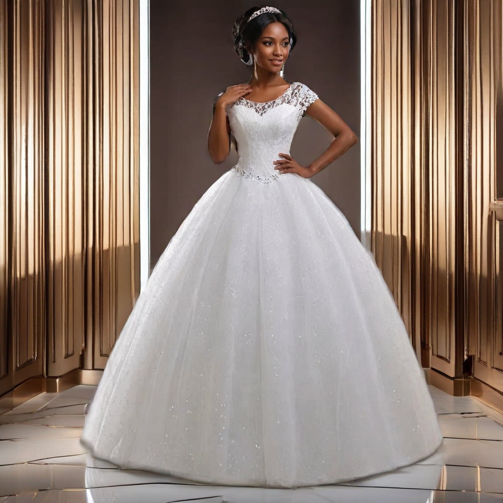 White Plus Size Lace Wedding Gown