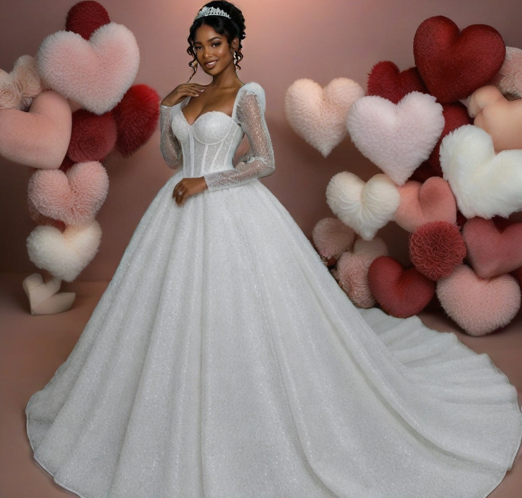 Glamour Sequin Ball Gown Wedding Dress – Plus Size, Made to Order