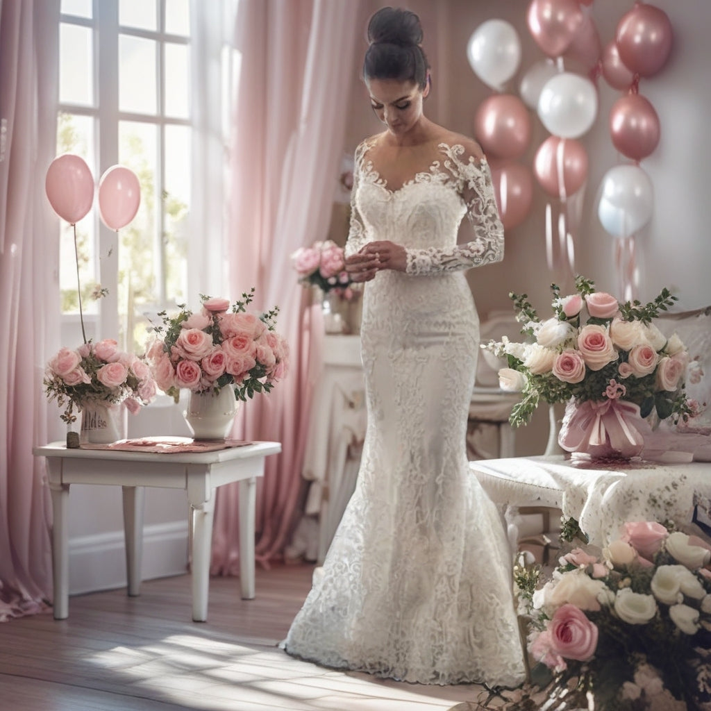 Long Sleeve Lace Ball Gown – Plus Size Wedding Dress with Cathedral Train
