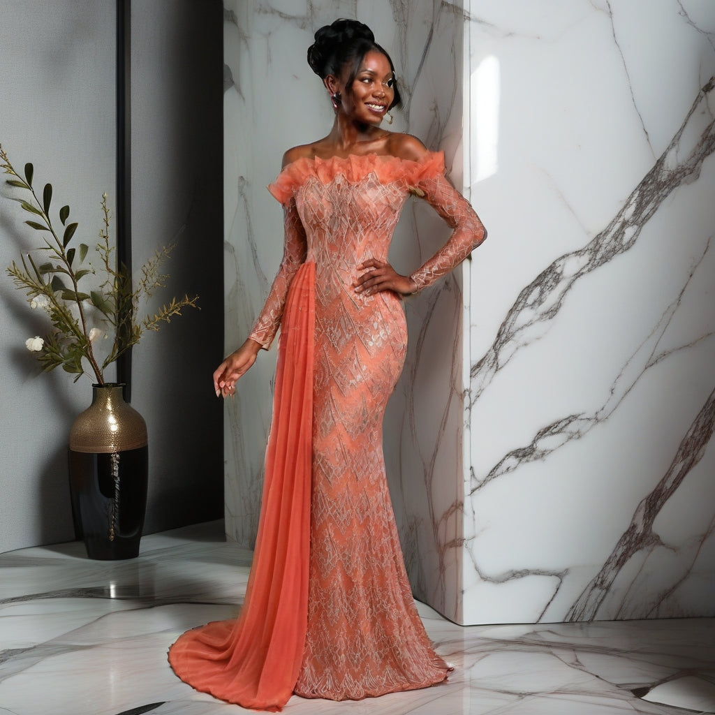 Made-to-Order Tulle Wedding Gown with Beading