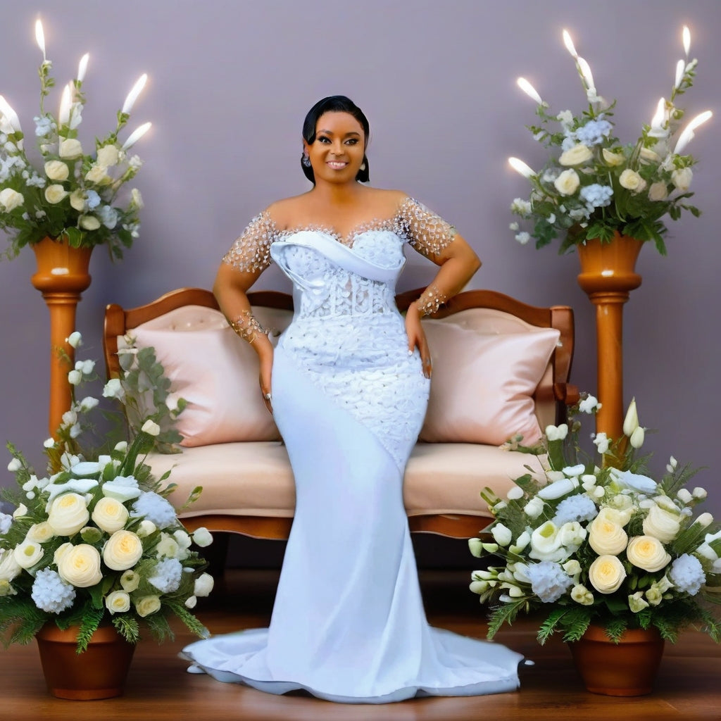 Crystal & Pearl Satin Bridal Gown
