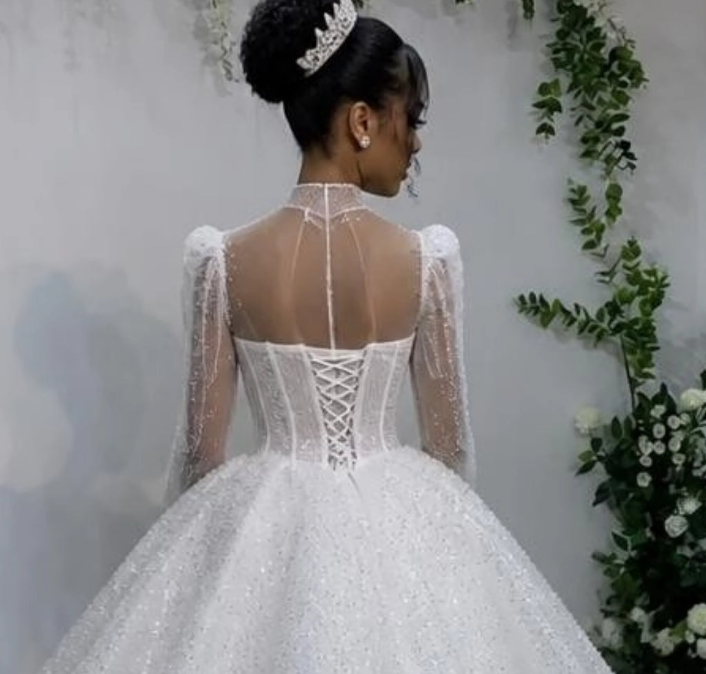 Glamour Sequin Ball Gown Wedding Dress – Plus Size, Made to Order