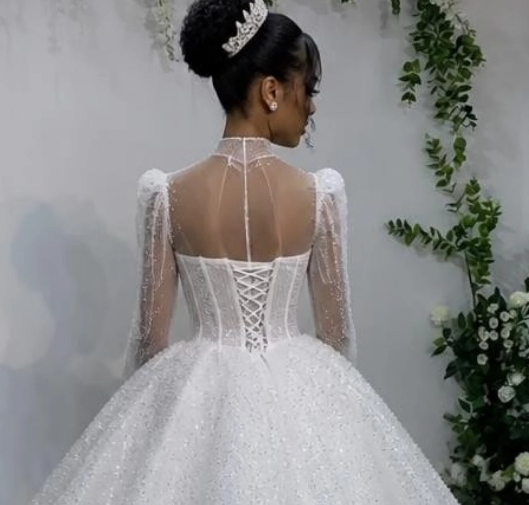 Glamour Sequin Ball Gown Wedding Dress – Plus Size, Made to Order