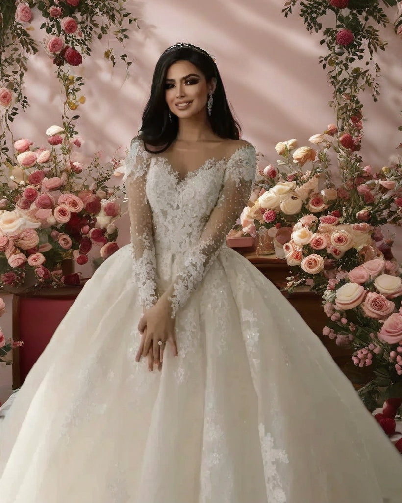 Long Sleeves Lace Wedding Gown