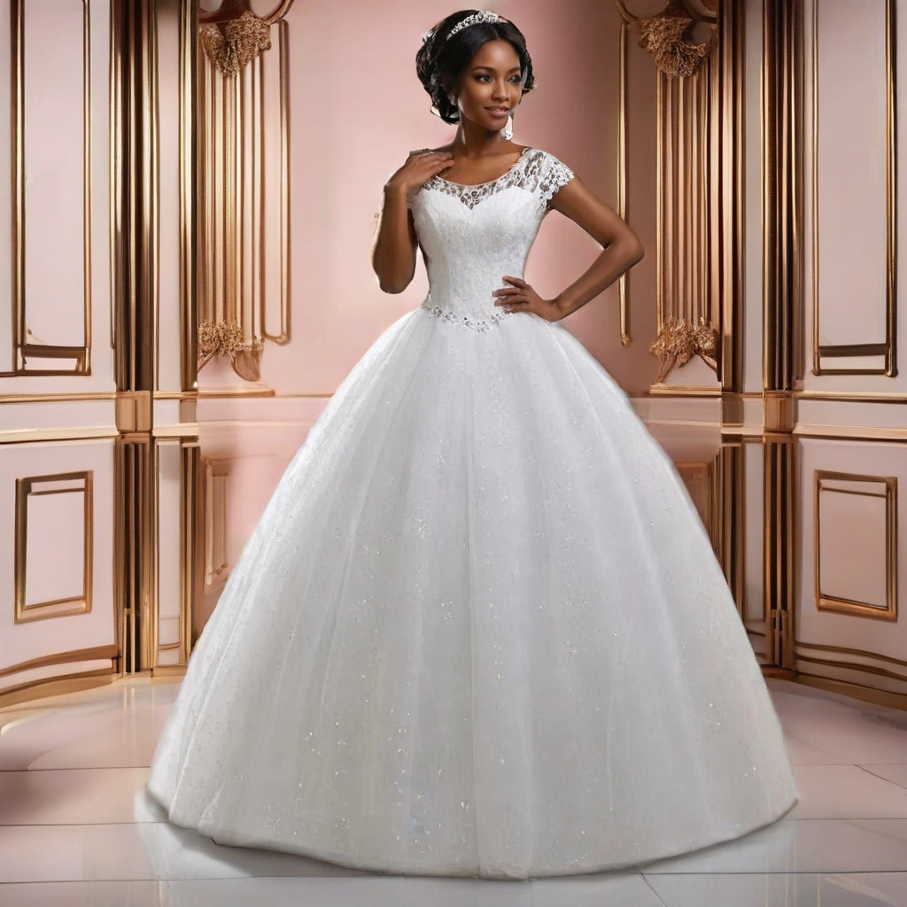 White Plus Size Lace Wedding Gown