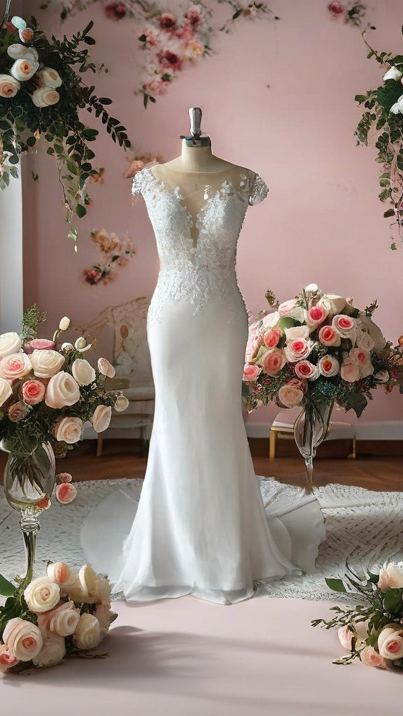 Ivory Lace A-Line Plus Size Wedding Gown | Made to Order