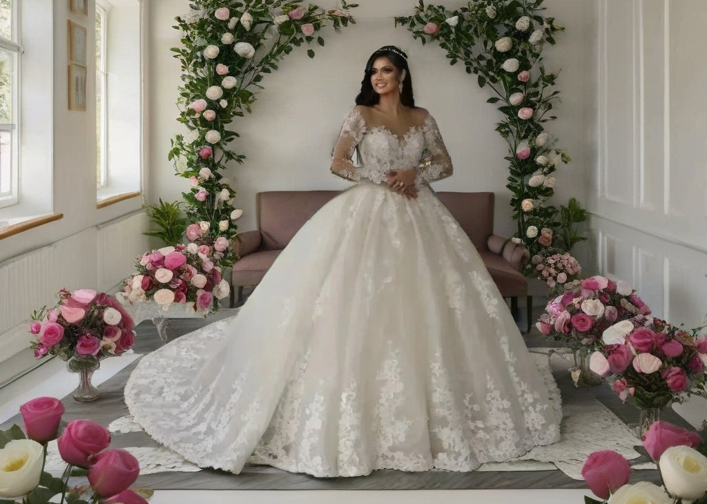 Long Sleeves Lace Wedding Gown