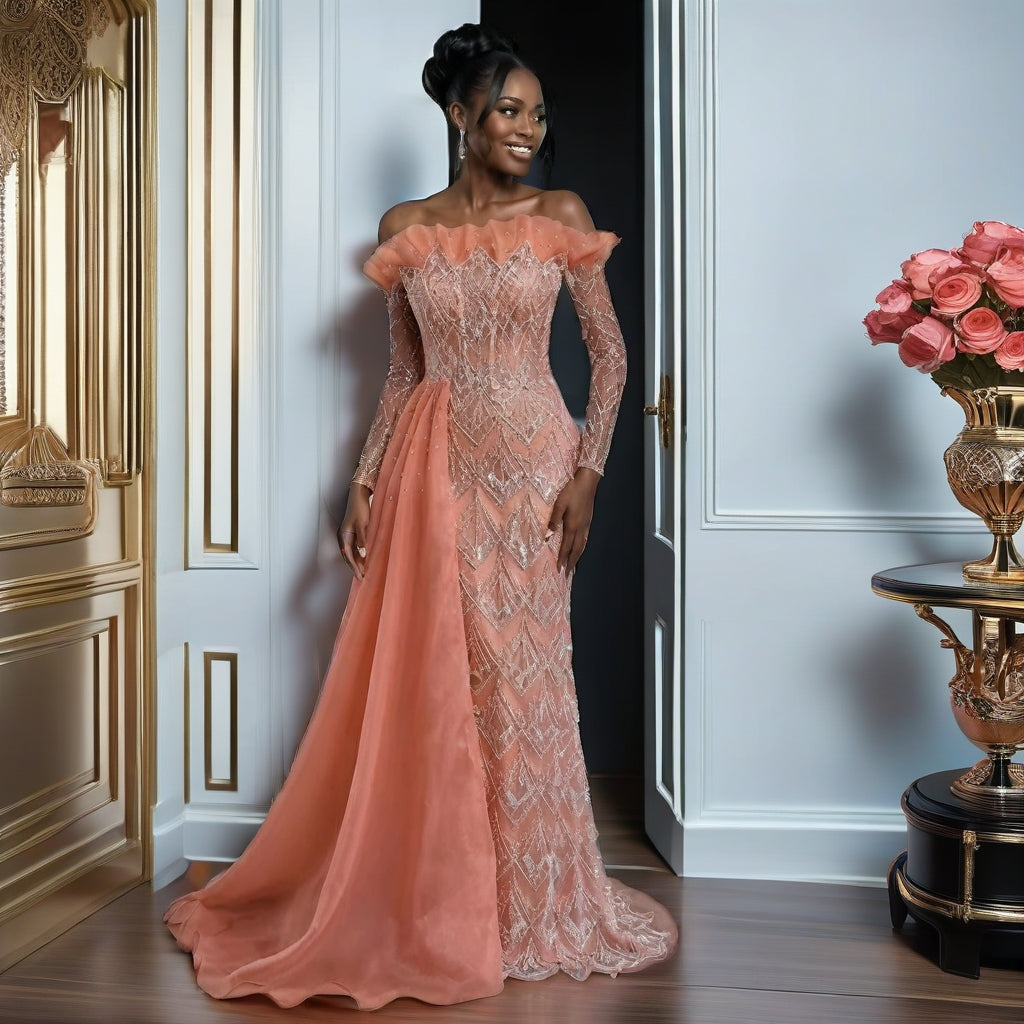 Made-to-Order Tulle Wedding Gown with Beading