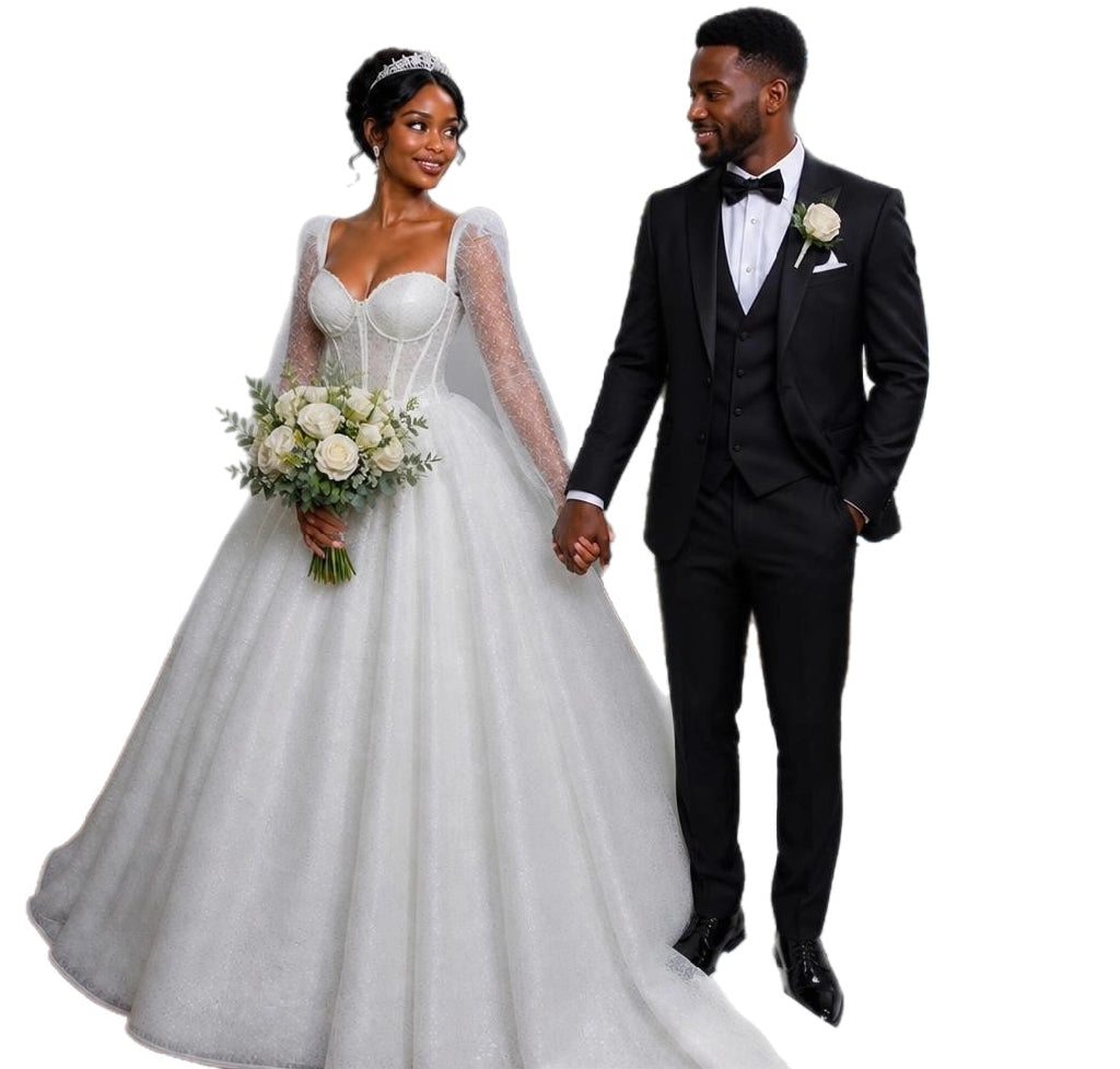 Glamour Sequin Ball Gown Wedding Dress – Plus Size, Made to Order