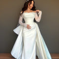 Off-Shoulder Mermaid Wedding Gown with Detachable Train | Lace Sleeves | Plus Size 2–26W