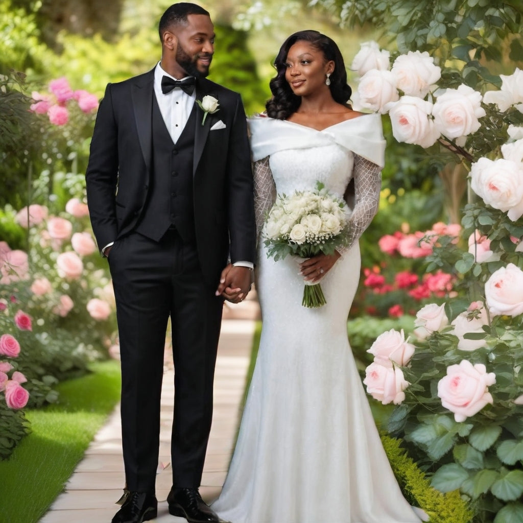 Sparkling long sleeves wedding gown.