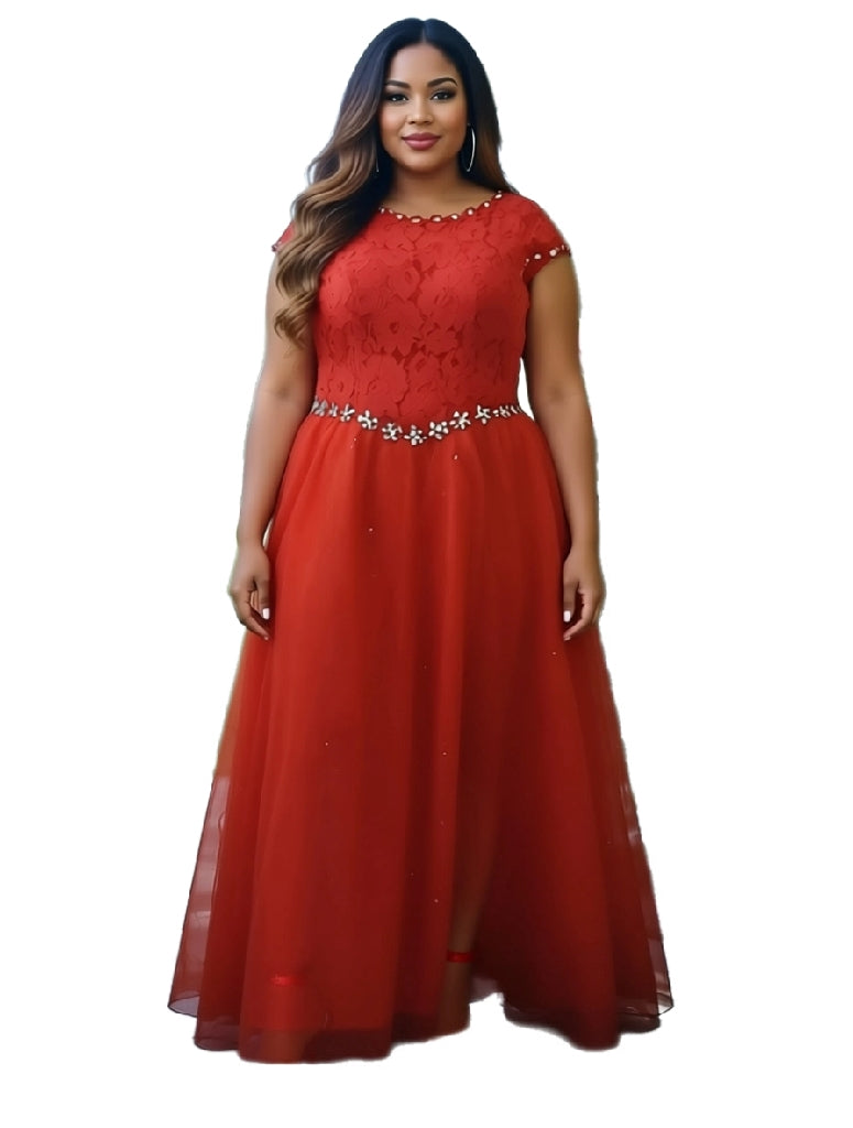 Maxi Gown with Short Sleeves