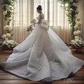 Long Sleeve Lace Ball Gown – Plus Size Wedding Dress with Cathedral Train