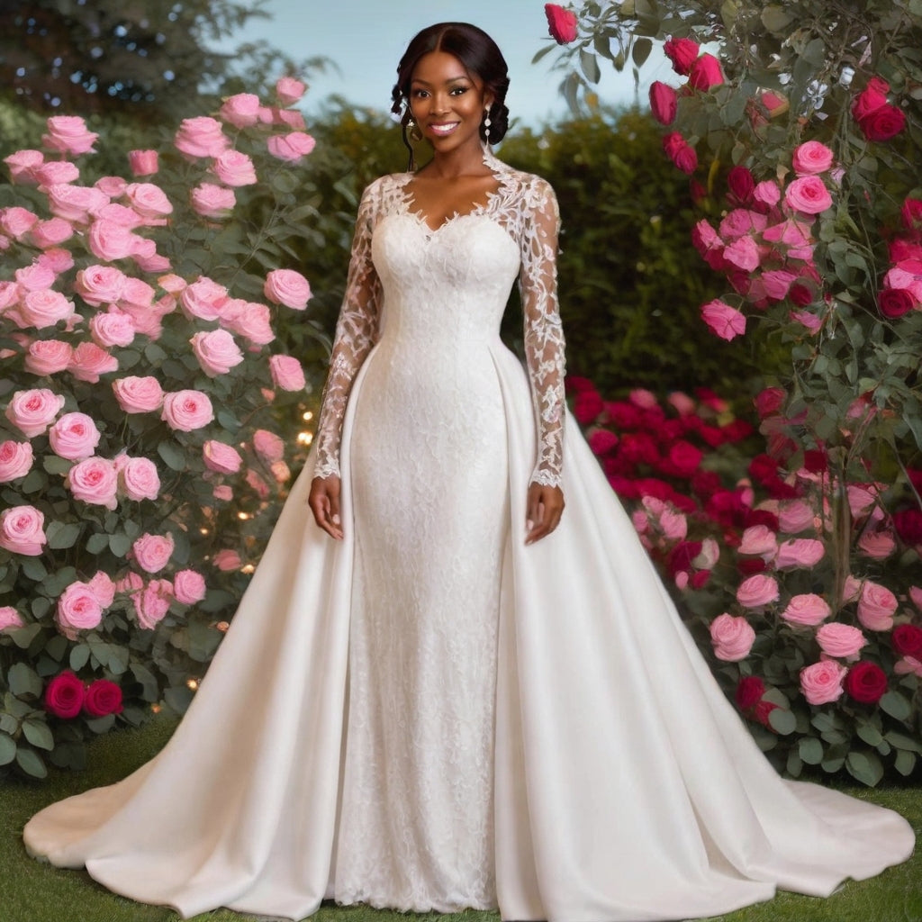 Detachable Lace Plus-Size Wedding Gown