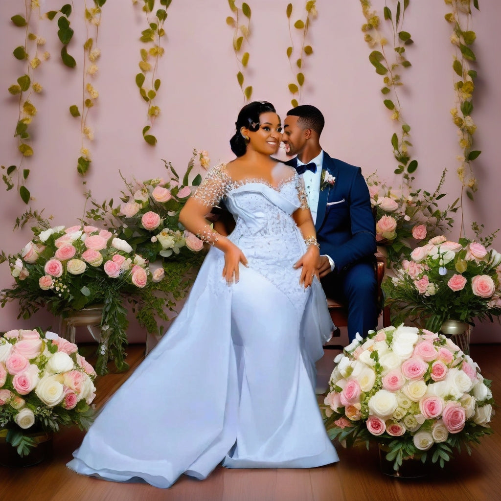 Crystal & Pearl Satin Bridal Gown