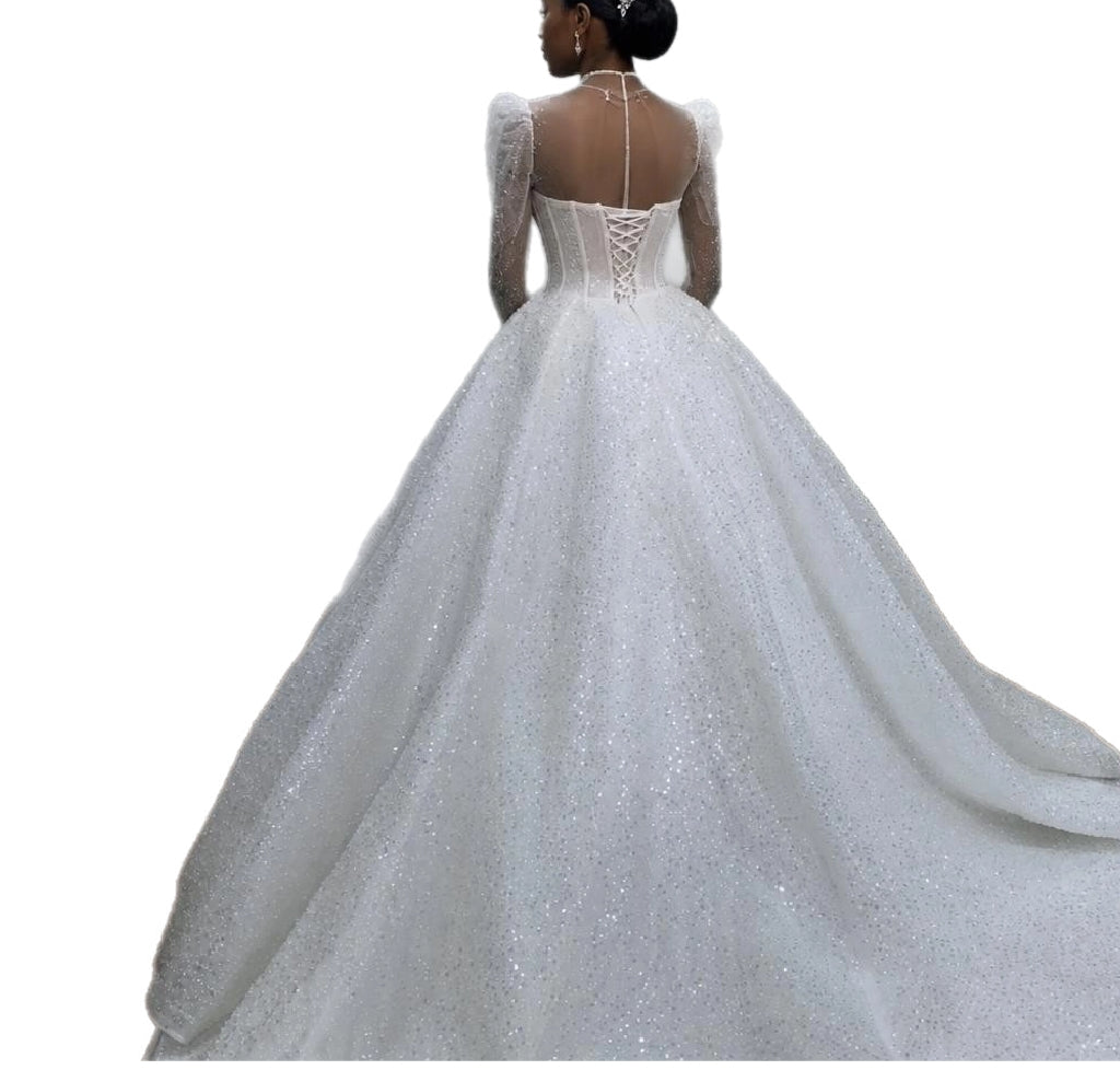 Glamour Sequin Ball Gown Wedding Dress – Plus Size, Made to Order
