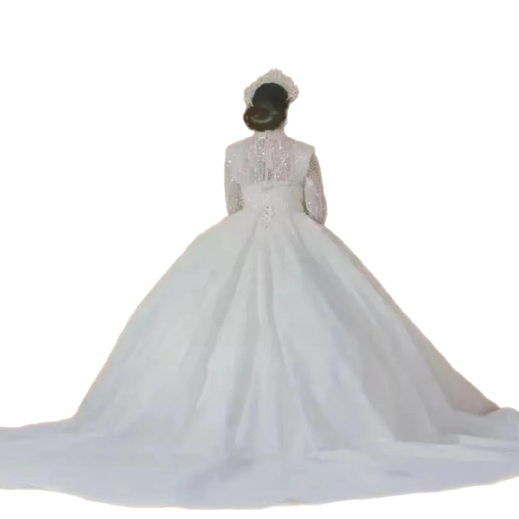 Wedding Gown lace skirt V neck