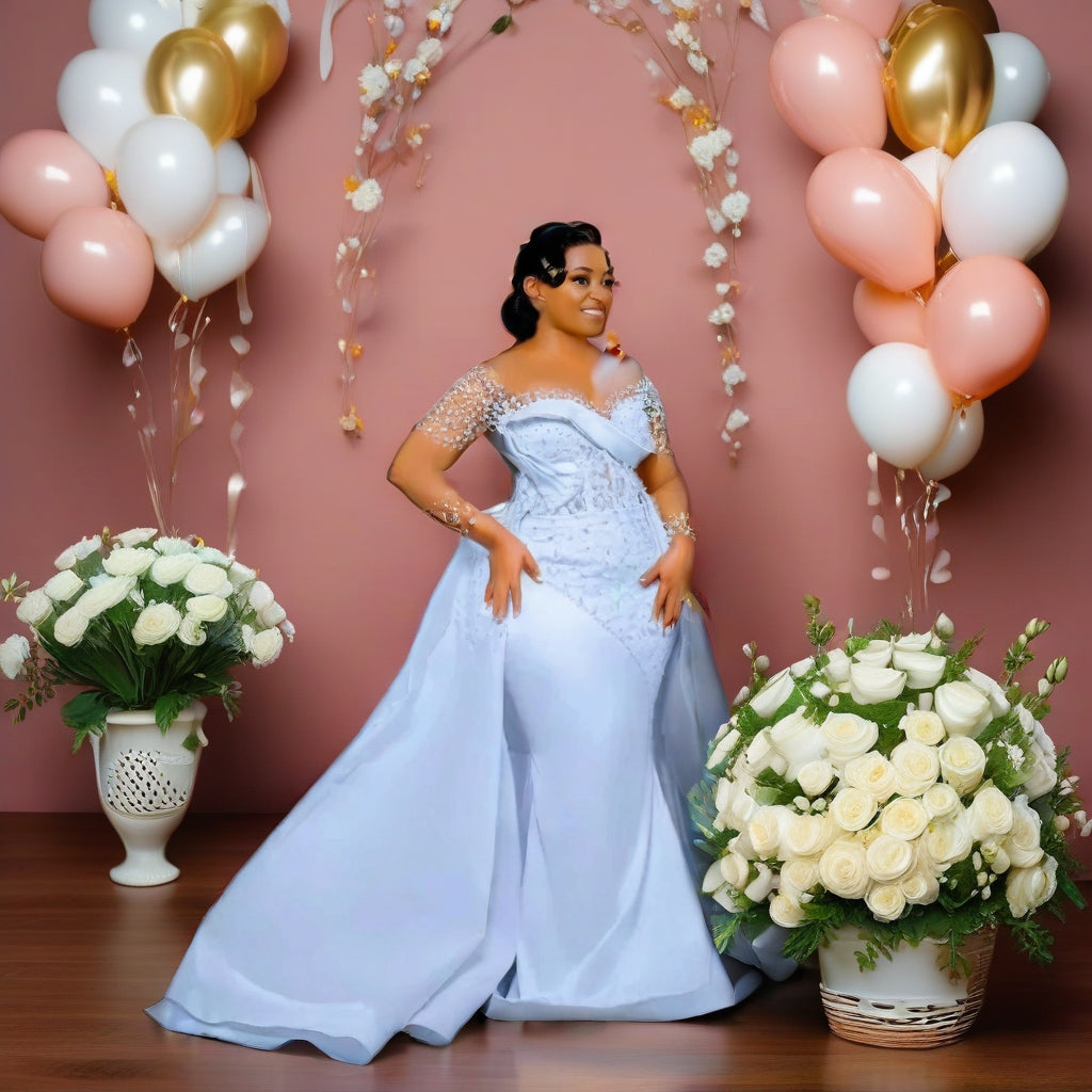 Crystal & Pearl Satin Bridal Gown