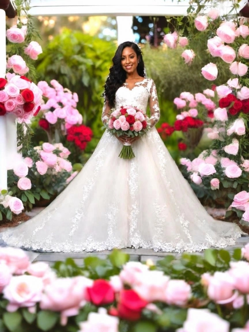 Elegant Long Sleeves Wedding Gown