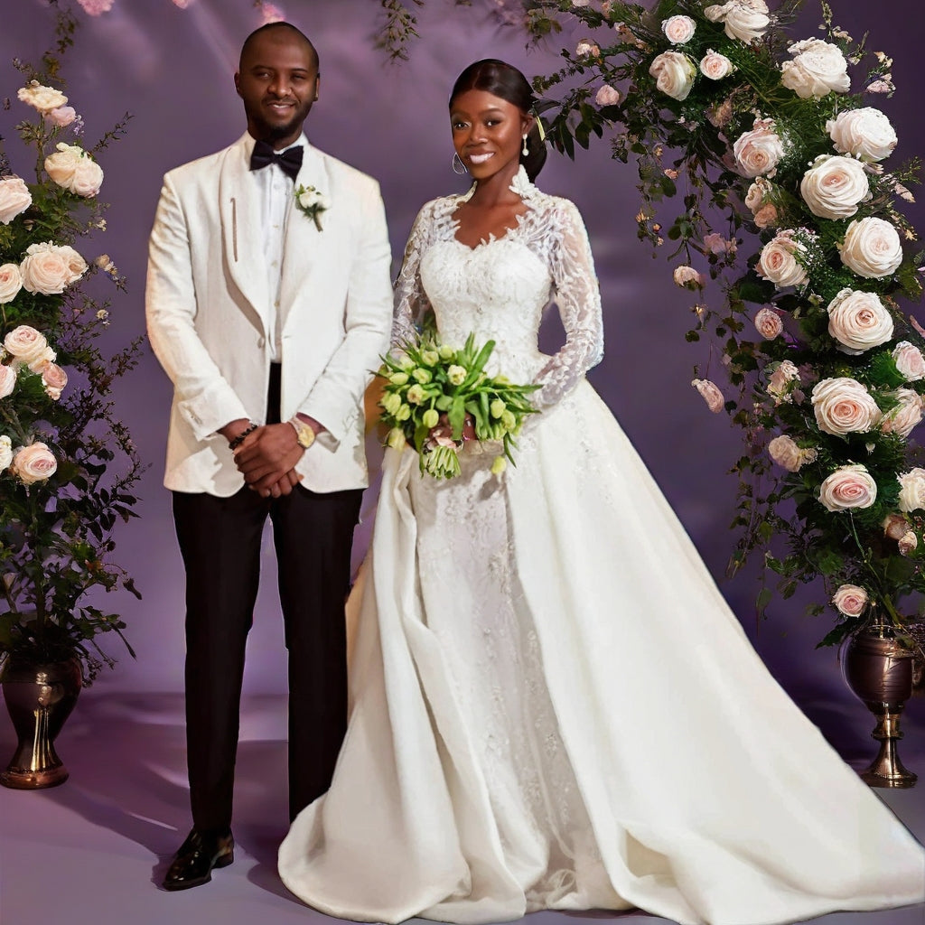 Detachable Lace Plus-Size Wedding Gown