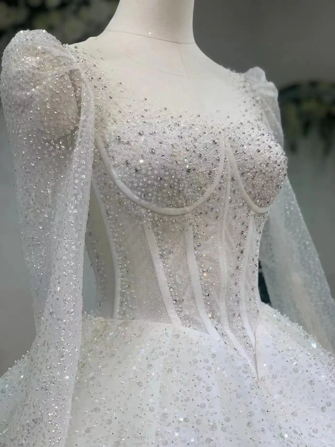 Glamour Sequin Ball Gown Wedding Dress – Plus Size, Made to Order