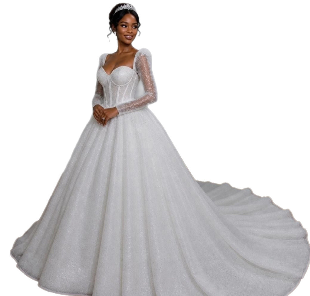 Glamour Sequin Ball Gown Wedding Dress – Plus Size, Made to Order