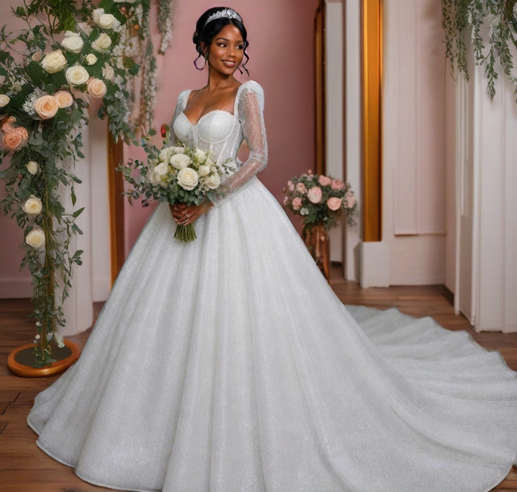 Glamour Sequin Ball Gown Wedding Dress – Plus Size, Made to Order