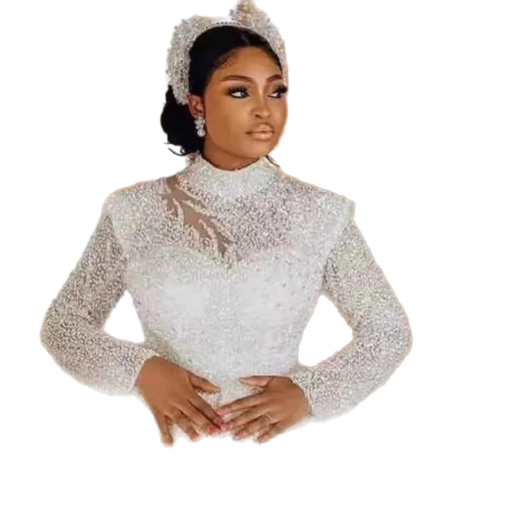 Wedding Gown lace skirt V neck