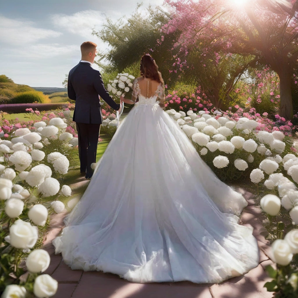 Sheer Lace Long Sleeve Ball Gown Plus Size Wedding Dress