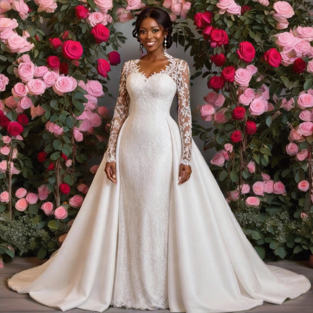 Detachable Lace Plus-Size Wedding Gown